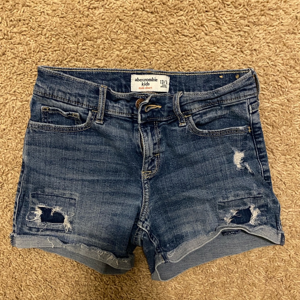 Abercrombie kids midi jean shorts